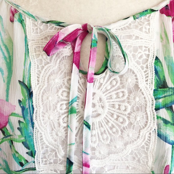 Zac & Rachel Boho Floral Crochet Lace Peasant Blouse Large - Picture 3 of 14